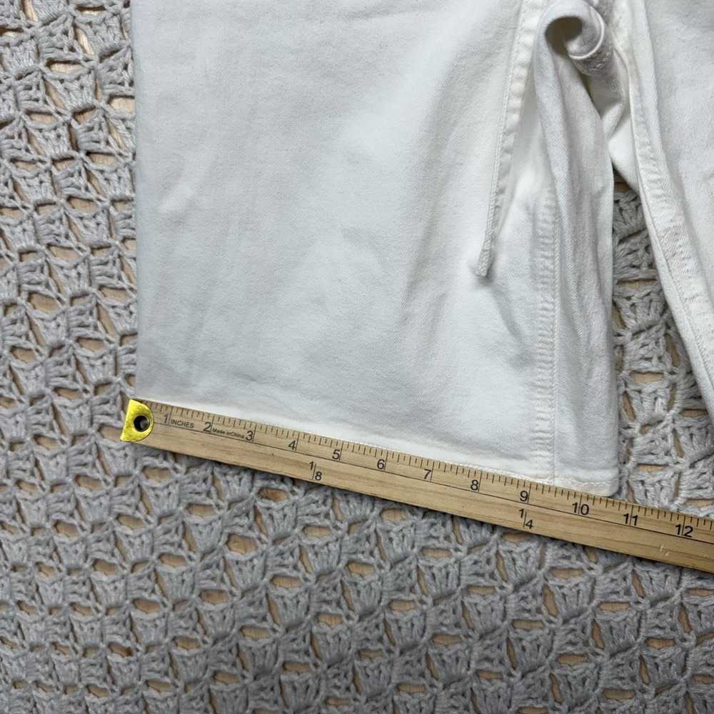 American Eagle Bermuda Denim Shorts Women Sz 2 White Stretch Pockets Button - Picture 13 of 14